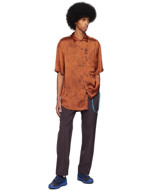 Song For The Mute Orange Spread Collar Shirt for men