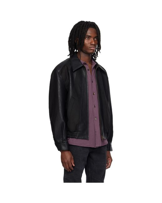 MMIC Black Rodeo Faux-Leather Jacket for men