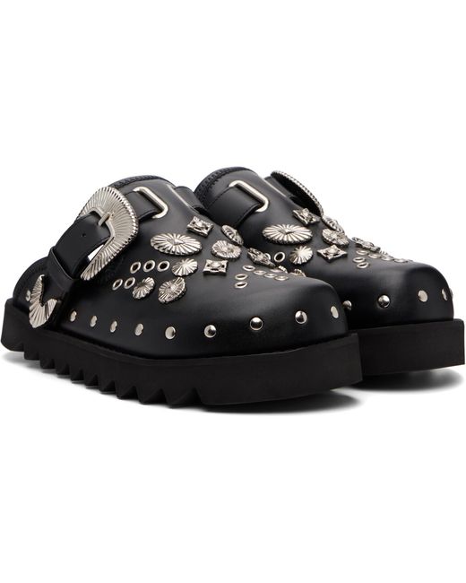 Toga Virilis Black Eyelet Metal Sabot Slip-On Loafers for men