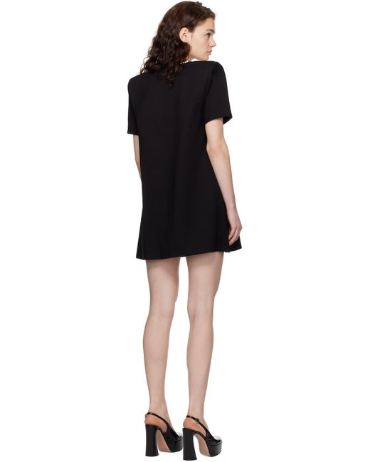 Area Black Crystal Bow V-Neck T-Shirt Minidress