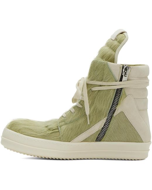 Rick Owens Natural Geobasket Chunky-sole Pony-hair Hight-top Trainers for men
