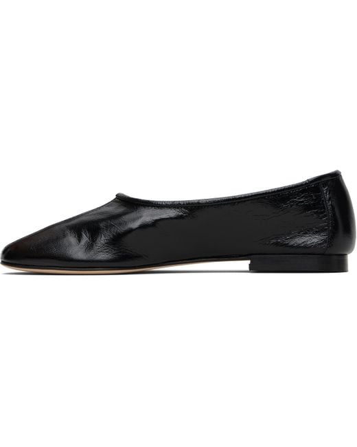 By Far Black Prudence Creased Leather Ballet Flats