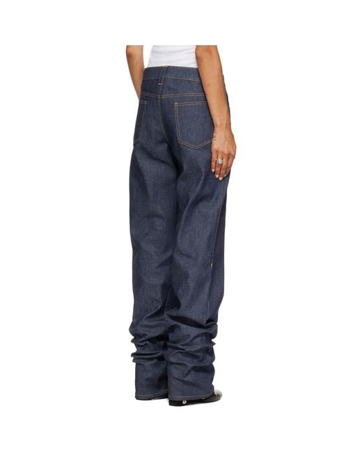 SECONDA Blue Straight Leg Denim Raw Jeans