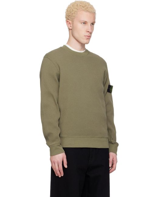 STONE  カーキ 長袖カットソー Stone Island メンズ カーキ 6100056 Organic Cotton Waffle Fleece