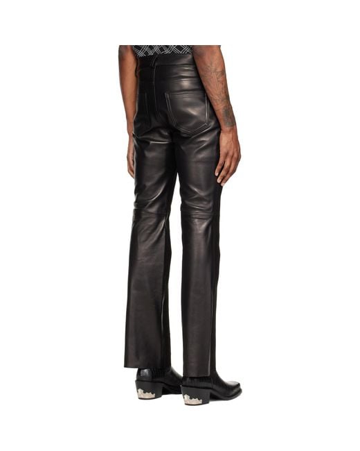 Ernest W. Baker Black Five Pocket Leather & Suede Trousers for men