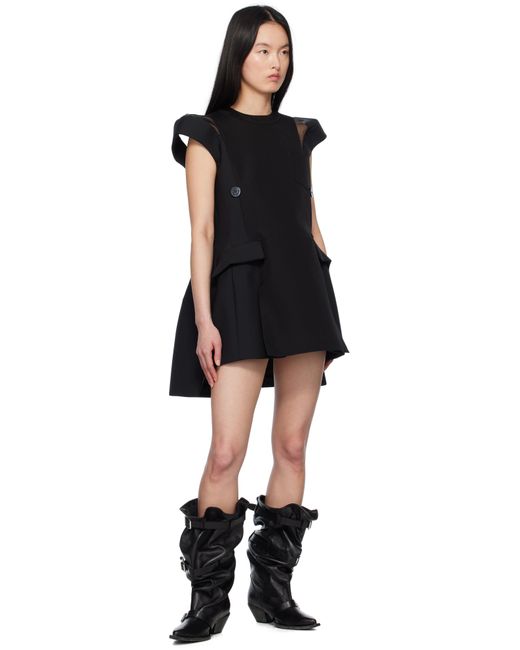 Sacai ブラック Double-Faced Silk Cotton ミニワンピース Sacai ブラック Double-Faced Silk Cotton ミニワンピース