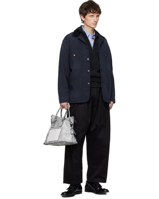 Maison Margiela Blue Herringbone Workwear Jacket for men