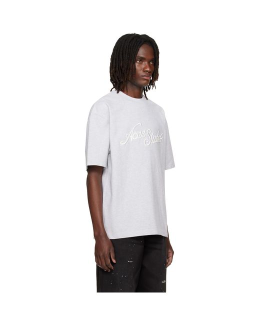 Acne White Embroidered Logo T-Shirt for men