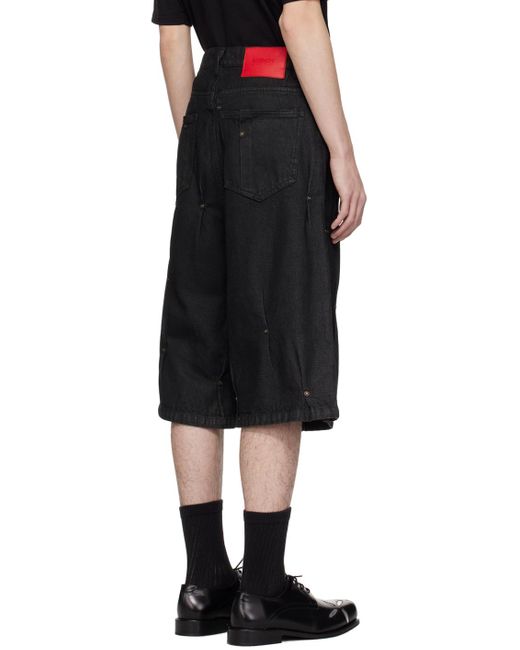 Kusikohc Black Multi Rivet Denim Shorts for men