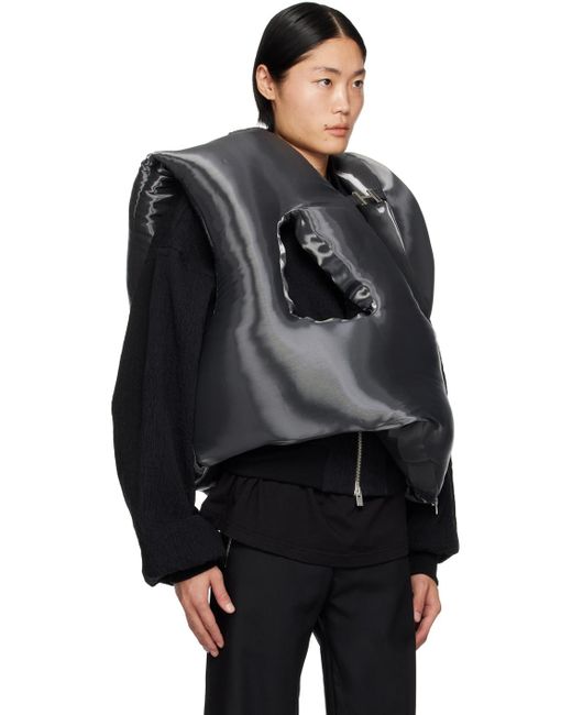 HELIOT EMIL Black Liquid Metal Vest for men