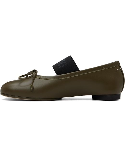 MM6 by Maison Margiela Brown Khaki Anatomic Numeric Ballerina Flats