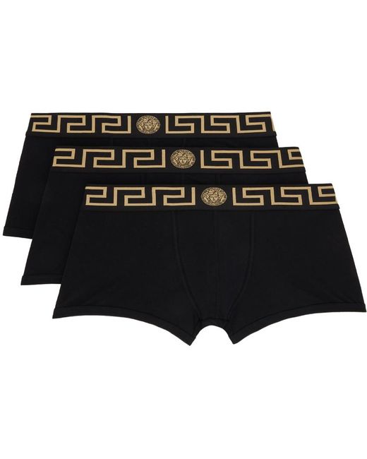 Ensemble de trois boxers noirs à motif à clé grecque Versace pour homme en coloris Black