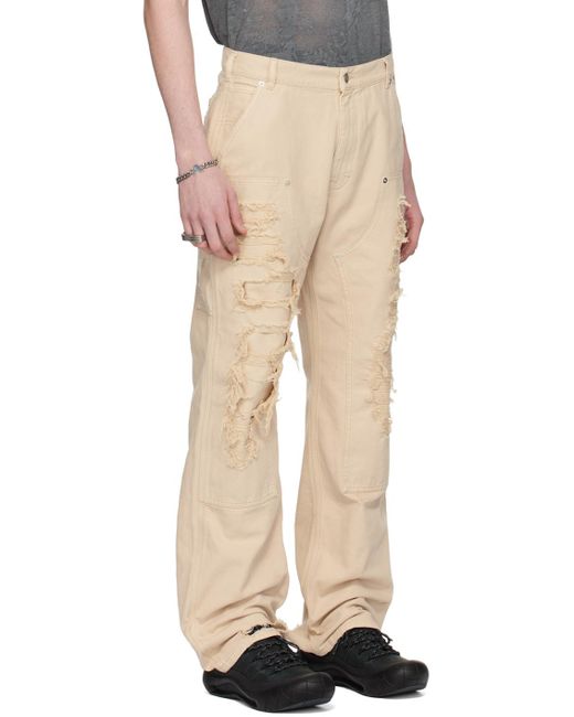 1017 ALYX 9SM Natural Off-white Destroyed Carpenter Trousers for men