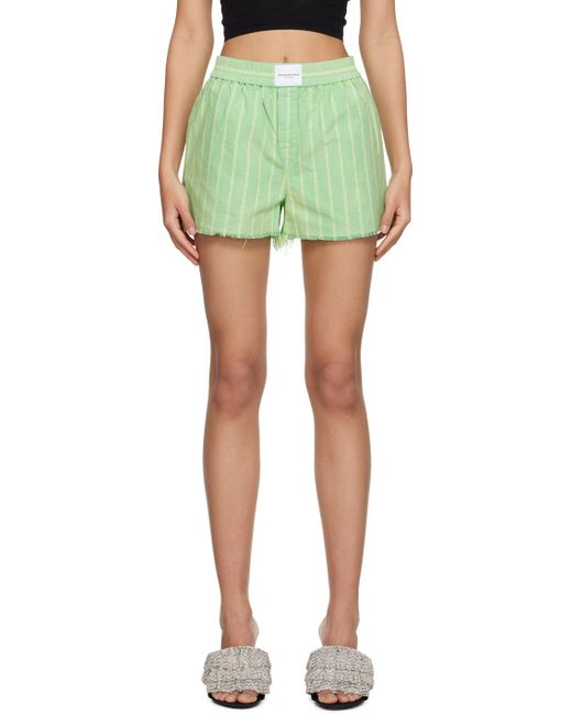 T By Alexander Wang Green Striped Shorts