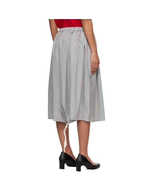 Comme des Garçons Black Wool Tropical Colour Stripe Midi Skirt