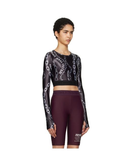 Versace Jeans Couture Black Chain Couture Crop T-Shirt