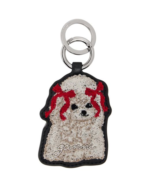 Ganni Red Joy Dog Bow Keychain