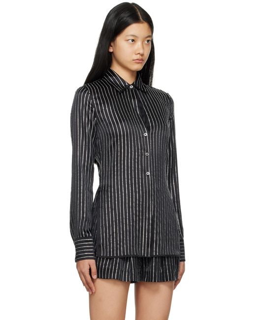 Alexander Wang Black Crystal Pinstripe Shirt