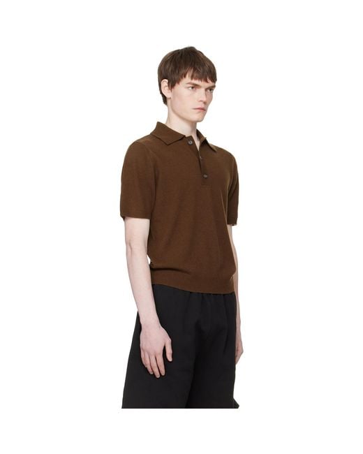 Entire studios Brown Short Sleeve Knit Polo for men