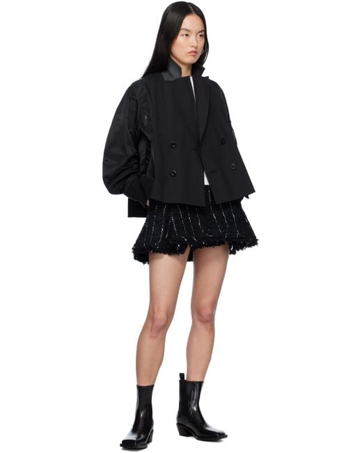 Sacai Black Suiting & Nylon Twill Bomber Jacket