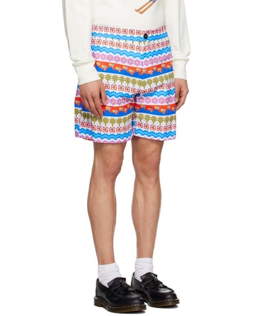 Egonlab Blue Printed Shorts for men