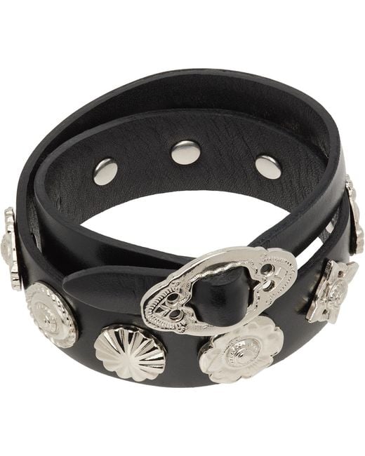Toga Black Double Leather Bangle Bracelet