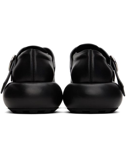 Jil Sander Black Leather Buckle Loafers