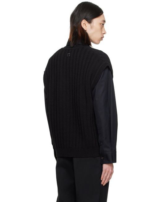 Wooyoungmi Black V-neck Vest for men
