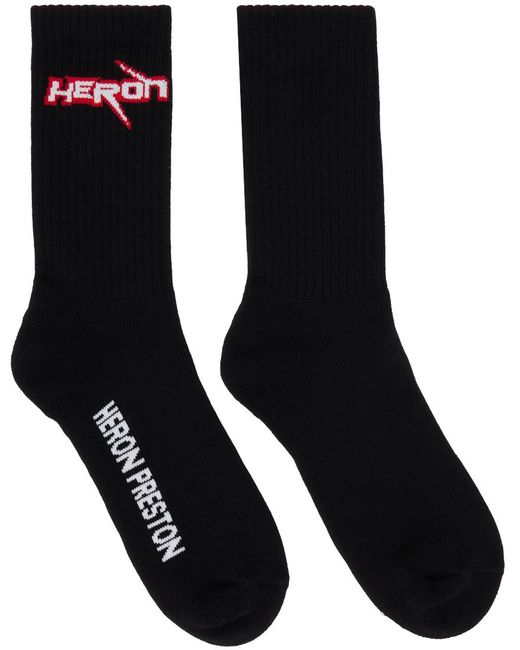 Heron Preston Black Race Heron Socks for men