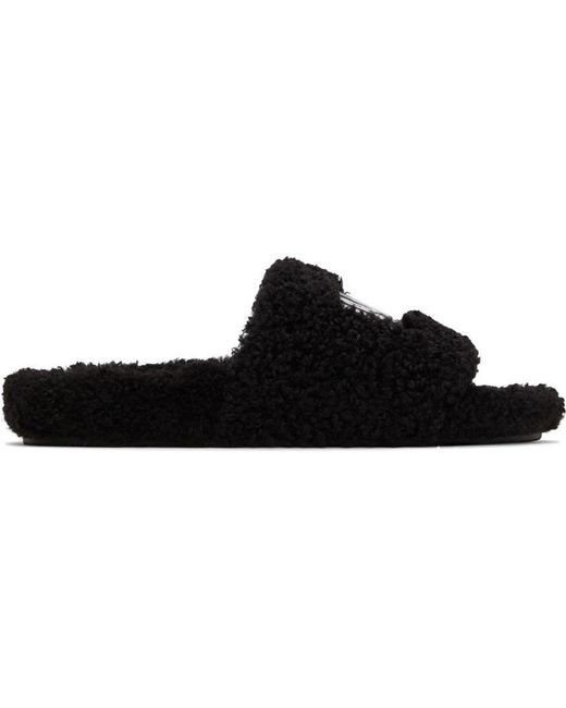 Balenciaga Cities Furry Slide Sandals in Black for Men | Lyst Canada