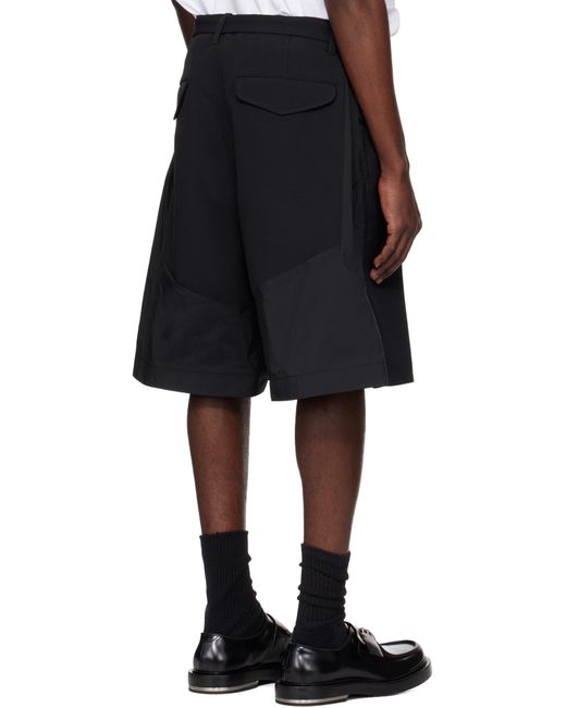 メンズ Sacai ブラック Matelasse Twill Mix ショートパンツ Black