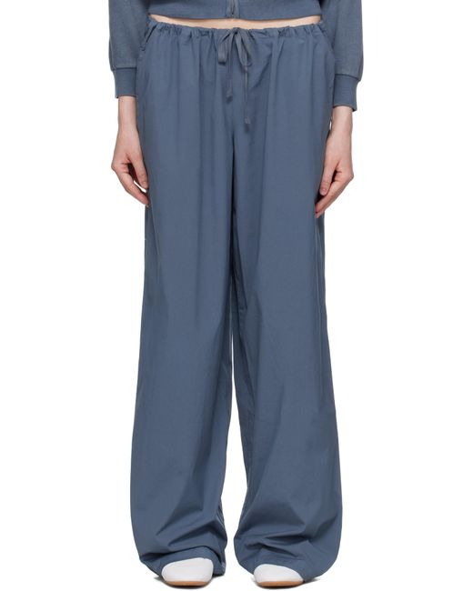 Skims Blue Cotton Poplin Straight Leg Pyjama Pants