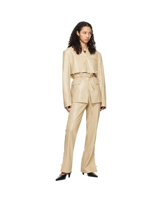 Nanushka Natural Beige Felina Vegan Leather Trousers