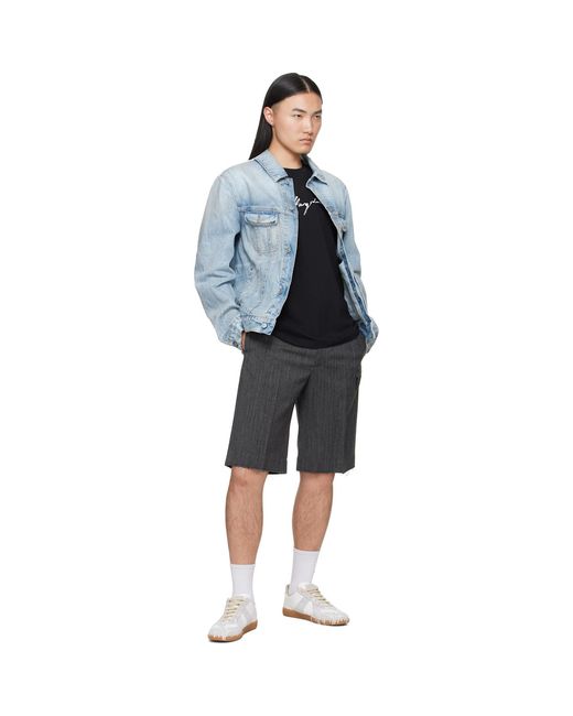 MM6 by Maison Margiela Blue Poplin Trim Denim Jacket for men