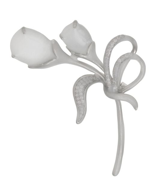 Maison Margiela White Antiqued Wax Floral Brooch
