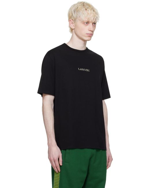 T-shirt noir à logo brodé Lanvin pour homme en coloris Black