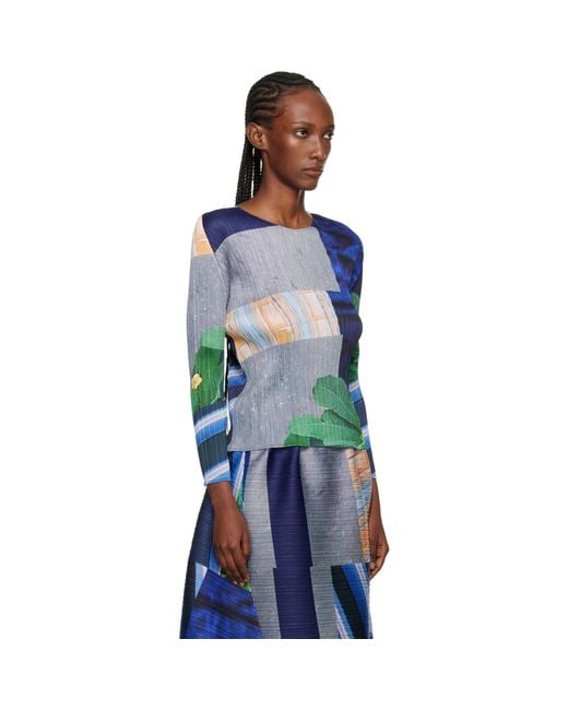 Pleats Please Issey Miyake Blue City Collage T-Shirt