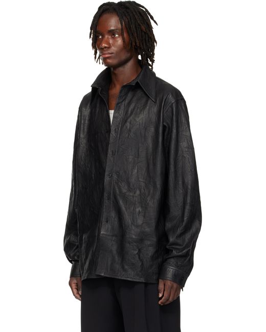 Lu'u Dan Black Misfit Leather Jacket for men