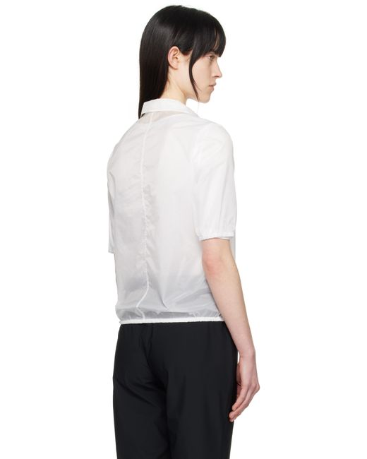 Amomento ホワイト Sheer ハーフジップ トップス White