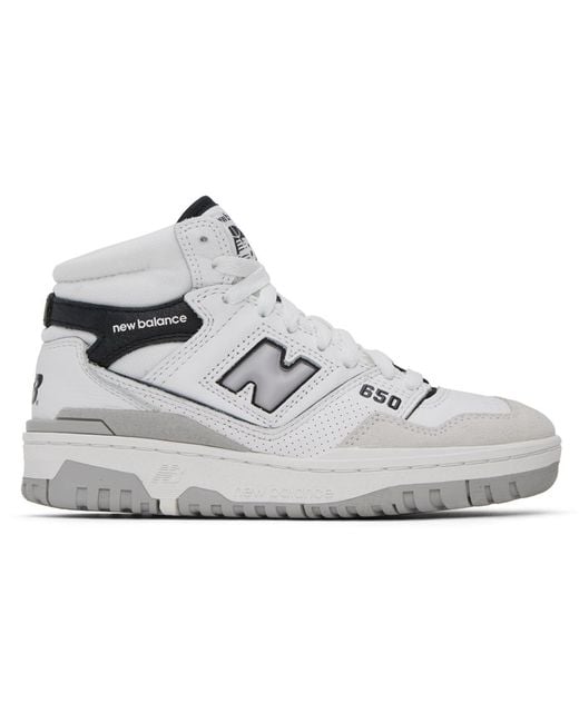 New Balance White & Black 650 Sneakers