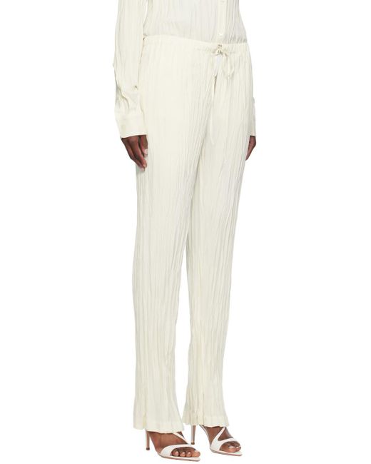 Pantalon de détente blanc cassé en satin froissé Helmut Lang en coloris Natural