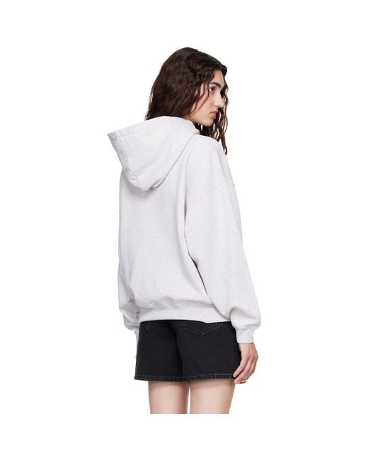 Anine Bing White Harvey Paris Stencil Hoodie