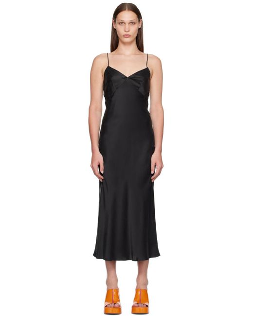 SILK LAUNDRY Black Deco Midi Dress
