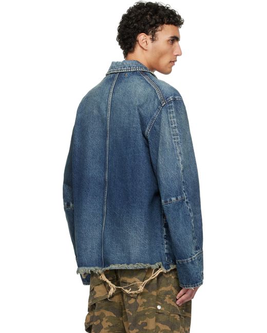メンズ Doublet ブルー Used Finish デニムジャケット Blue