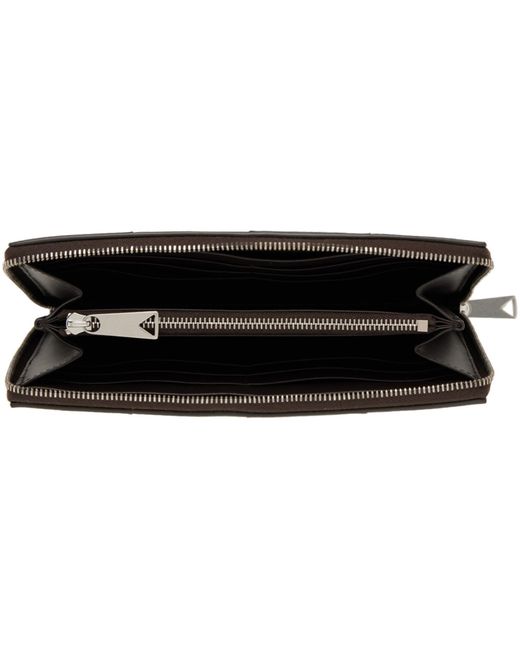 Bottega Veneta Black Tan Cassette Zip Around Wallet for men
