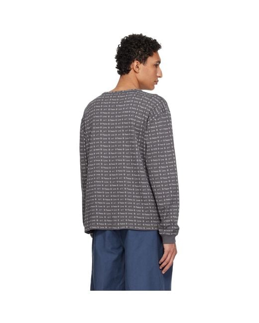 ERL Gray Jacquard Long Sleeve Knit T-Shirt for men