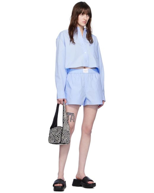 T By Alexander Wang Blue Vented Shorts