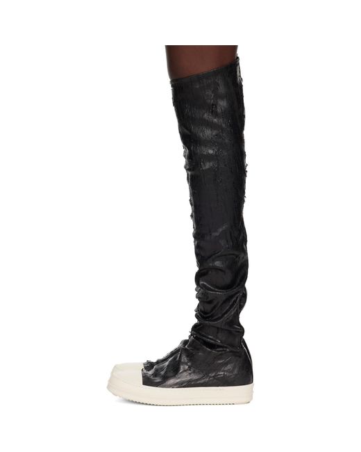 Rick Owens Black Tower High Sock Sneaks Tall Boots