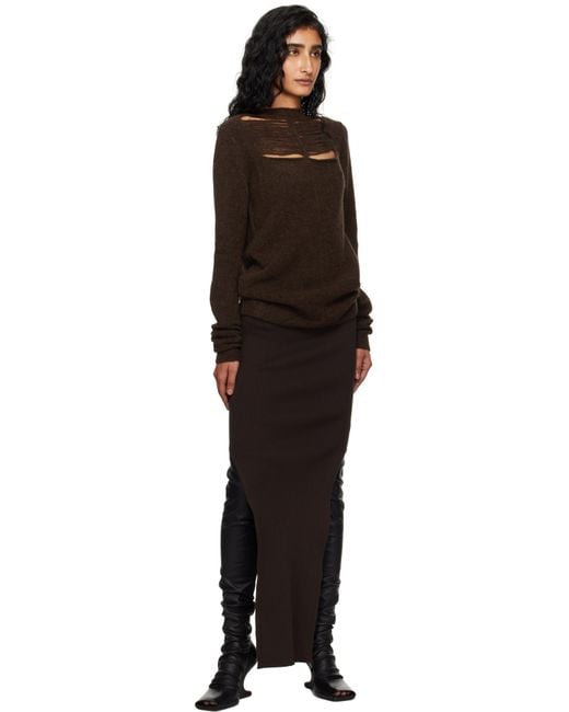 Rick Owens Black Concordians Sacriskirt Midi Skirt