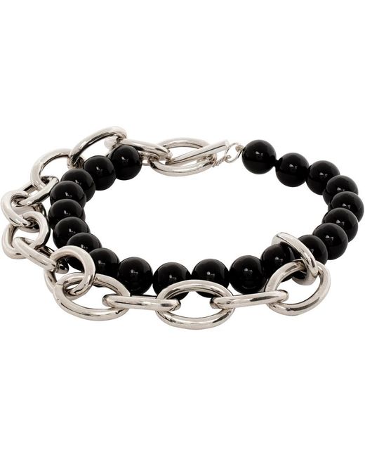 Jil Sander Silver & Black Solidity Bracelet for men